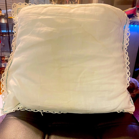 Vintage Victorian Throw Pillow With Roses, Lace & Pearls - Picture 5 of 6